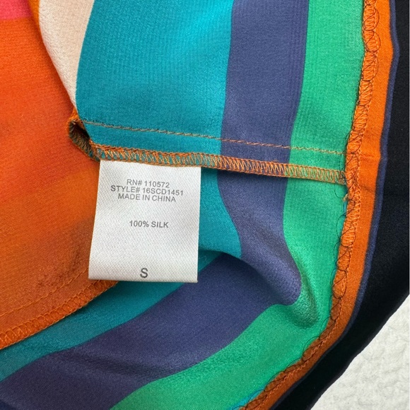 Twelfth Street By Cynthia Vincent 100% Silk Multi Colour Shift Dress Size S - Picture 11 of 11